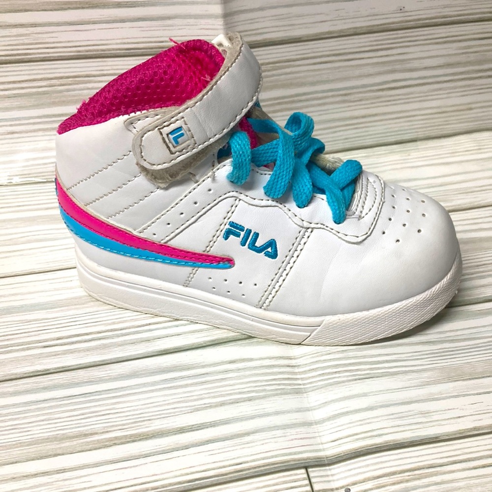 Fila white pink 9 sneakers teal mid
